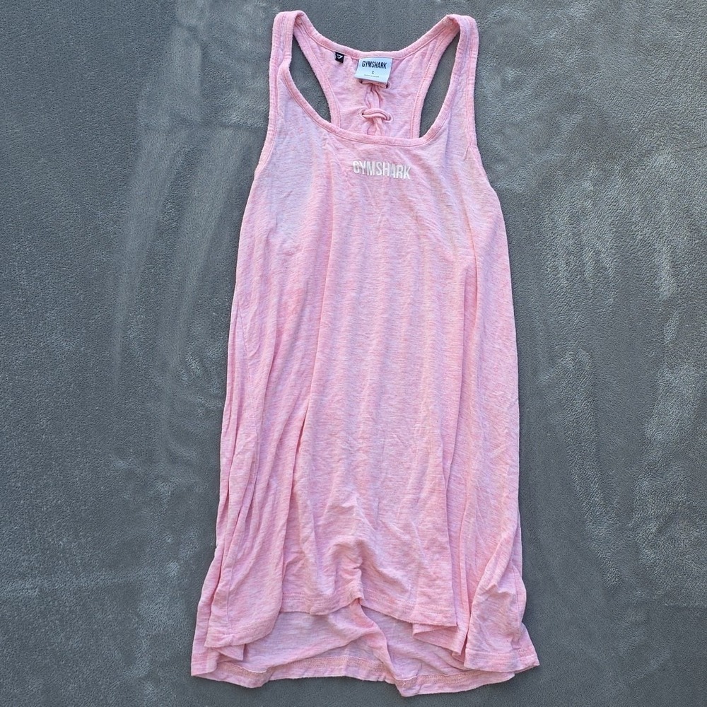 gymshark womens tank top Size S Pink‎ Laced Adjustable Back Yoga Workout Walking